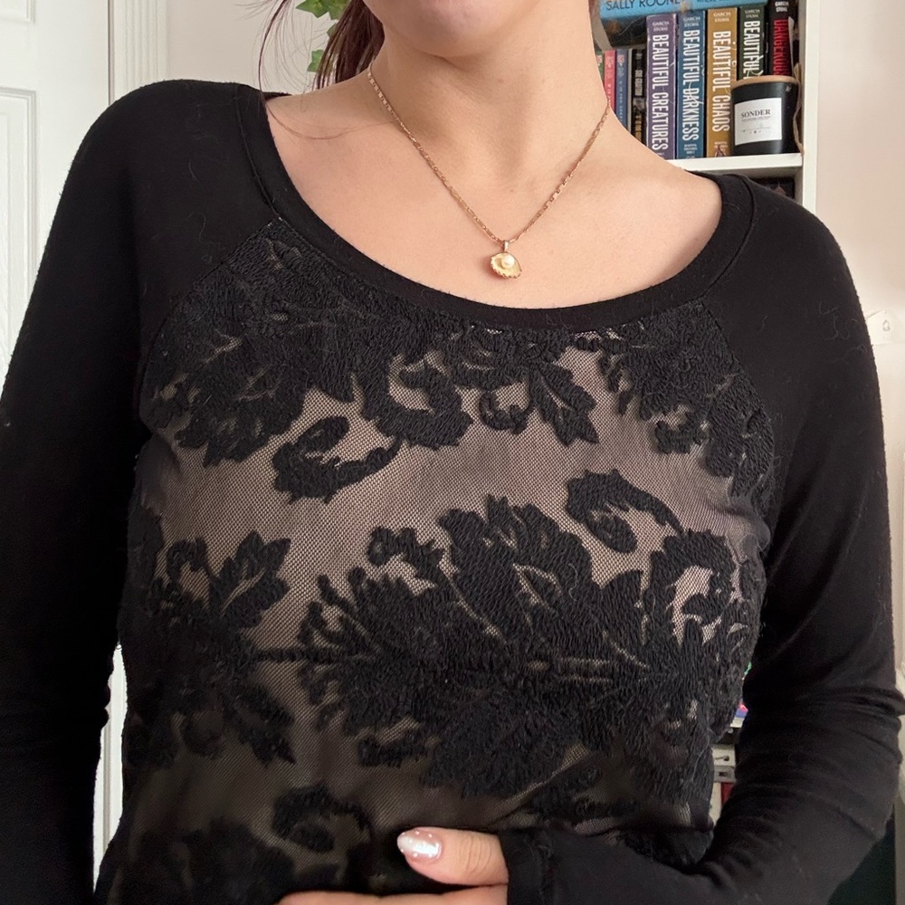 Forever 21 Black Sheer Top - Picture 2 of 4